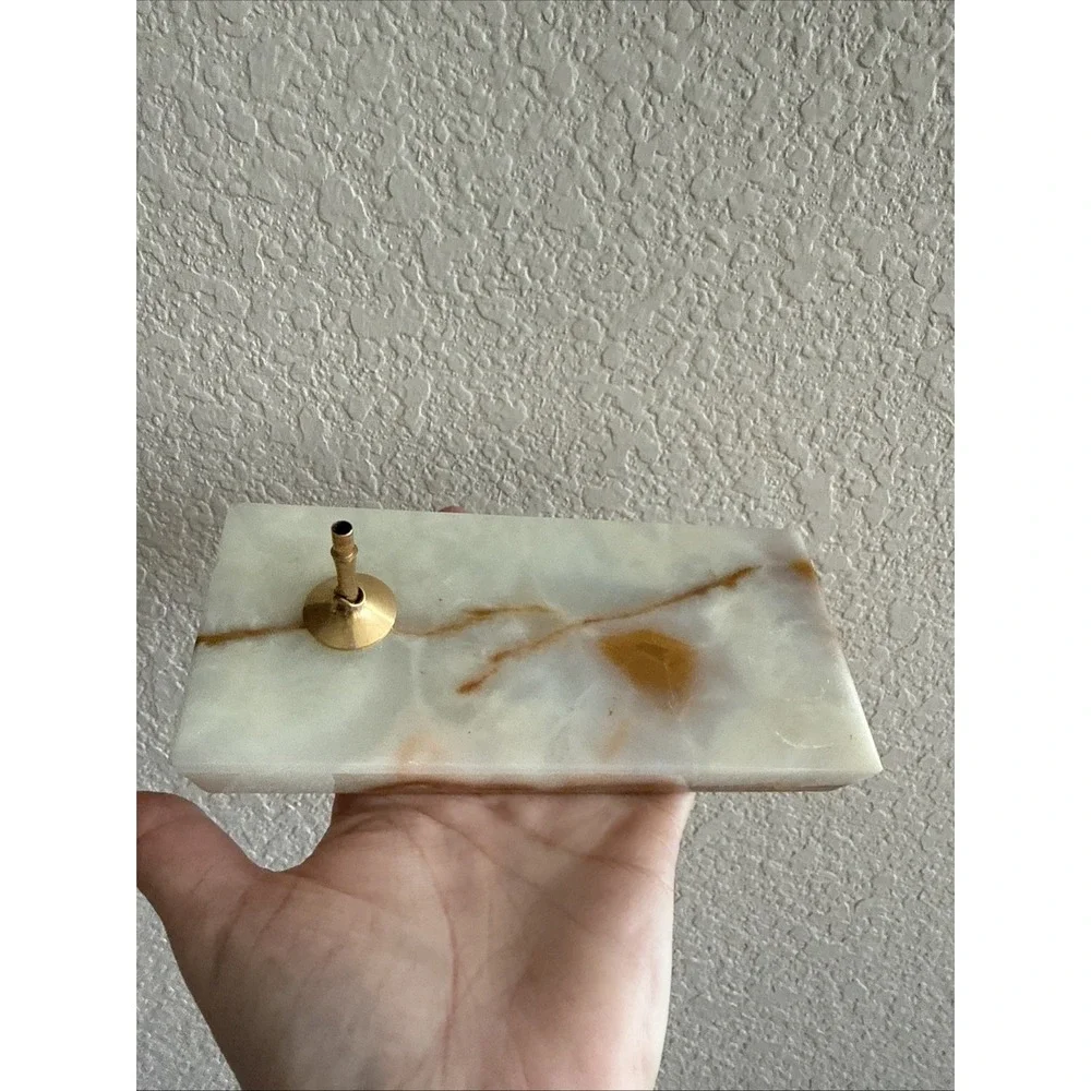 Vintage Beautiful Onyx Marble Stone Pen Pencil Holder Desk